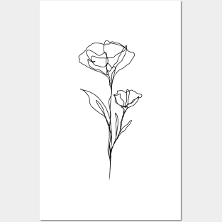 Wildflower Line Art | Botanical Elegant Floral Leaf Design Posters and Art